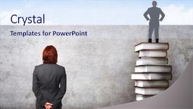  Presentation with pile - Cool new presentation with adventage - business people and 3d pile backdrop and a sky blue colored foreground