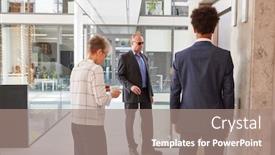  Presentation with blind people - Presentation theme enhanced with business-people-and-a-blind background and a coral colored foreground