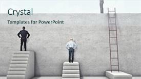  Presentation with abstract business - PPT theme enhanced with business people and abstract wall problem background and a sky blue colored foreground