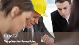  Presentation with architects - Beautiful slide deck featuring business people and architects having project meeting at office backdrop and a violet colored foreground