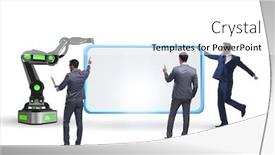  Presentation with robotic - Presentation enhanced with business-people-and-blank-poster background and a white colored foreground