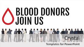  Presentation with donation - PPT theme enhanced with business people and blood donation background and a light gray colored foreground