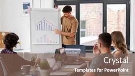  Presentation with flip chart - Theme featuring business-people-and-corporate-concept background and a violet colored foreground