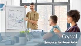  Presentation with flip chart - Presentation theme featuring business-people-and-corporate-concept background and a seafoam green colored foreground
