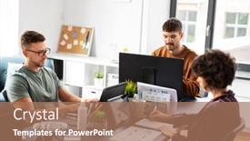  Presentation with corporate - Beautiful PPT theme featuring business-people-and-corporate-concept backdrop and a coral colored foreground