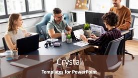  Presentation with corporate - Slide set having business-people-and-corporate-concept background and a tawny brown colored foreground