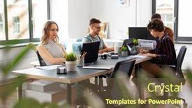  Presentation with corporate - Beautiful slides featuring business-people-and-corporate-concept backdrop and a tawny brown colored foreground