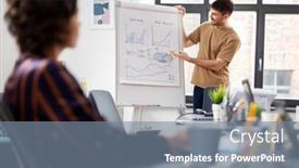  Presentation with flip chart - Theme enhanced with business-people-and-corporate-concept background and a seafoam green colored foreground