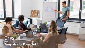  Presentation with flip chart - PPT layouts with business-people-and-corporate-concept background and a tawny brown colored foreground