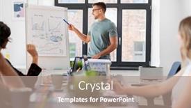  Presentation with flip chart - PPT theme enhanced with business-people-and-corporate-concept background and a coral colored foreground