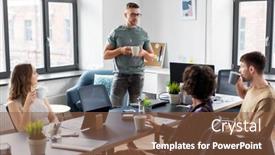  Presentation with corporate - Audience pleasing PPT theme consisting of business-people-and-corporate-concept backdrop and a tawny brown colored foreground