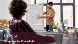  Presentation with flip chart - Slide deck enhanced with business-people-and-corporate-concept background and a wine colored foreground