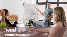  Presentation with flip chart - Slide set consisting of business-people-and-corporate-concept background and a violet colored foreground