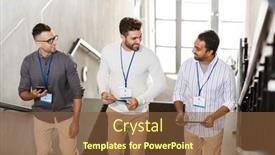  Presentation with corporate - Slide set featuring business-people-and-corporate-concept background and a tawny brown colored foreground