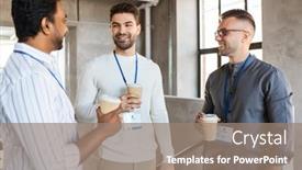  Presentation with takeaway coffee - Slide set featuring business-people-and-corporate-concept background and a coral colored foreground