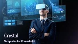  Presentation with black technology - Slide set consisting of business people and future technology background and a wine colored foreground