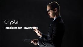  Presentation with black technology - Amazing slide set having business people and future technology concept - close up of businessman with transparent tablet pc computer over black backdrop and a black colored foreground
