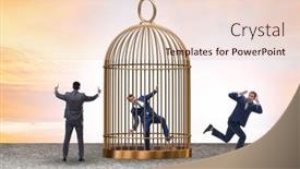  Presentation with cage - Slides consisting of business-people-and-golden-cage background and a lemonade colored foreground