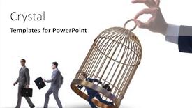  Presentation with cage - Presentation design enhanced with business-people-and-golden-cage background and a white colored foreground