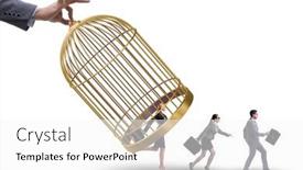  Presentation with cage - Presentation enhanced with business-people-and-golden-cage background and a white colored foreground