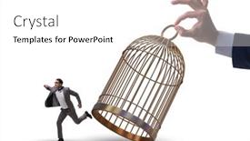  Presentation with cage - Slide deck featuring business-people-and-golden-cage background and a white colored foreground