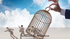  Presentation with cage - Slides enhanced with business-people-and-golden-cage background and a coral colored foreground