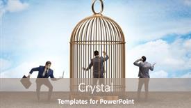  Presentation with cage - PPT layouts with business-people-and-golden-cage background and a coral colored foreground