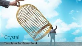  Presentation with cage - Presentation theme enhanced with business-people-and-golden-cage background and a light blue colored foreground