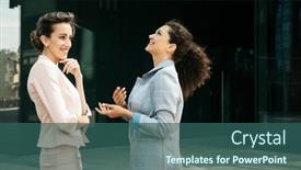  Presentation with diverse business people - Slide deck featuring business-people-and-lifestyle-concept background and a ocean colored foreground