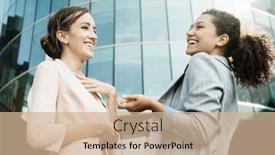  Presentation with women meeting - Cool new slide set with business-people-and-lifestyle-concept backdrop and a soft green colored foreground