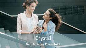  Presentation with women meeting - PPT layouts consisting of business-people-and-lifestyle-concept background and a seafoam green colored foreground