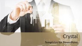  Presentation with double exposure of business people - Slide deck featuring business people and mortgage concept - background and a coral colored foreground