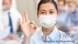  Presentation with medical business - Theme consisting of business-people-and-pandemic-concept background and a sky blue colored foreground