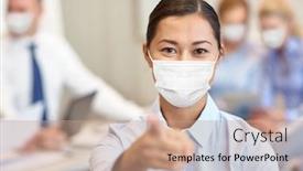  Presentation with medical business - Presentation theme featuring business-people-and-pandemic-concept background and a coral colored foreground