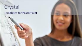  Presentation with flip chart - Audience pleasing PPT theme consisting of business-people-and-statistics-concept backdrop and a sky blue colored foreground