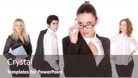  Presentation with team - PPT theme having business-people-and-team-isolated background and a tawny brown colored foreground