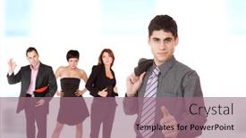  Presentation with team - Colorful slides enhanced with business-people-and-team-isolated backdrop and a coral colored foreground