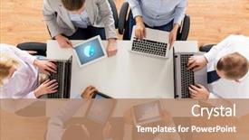  Presentation with displaying - Presentation consisting of business people and technology concept background and a coral colored foreground