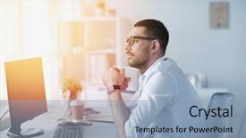  Presentation with thinking - Theme with business people and technology concept background and a light blue colored foreground