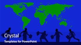  Presentation with world trade - Cool new presentation theme with business people and world backdrop and a navy blue colored foreground