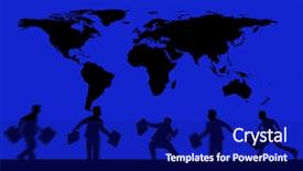  Presentation with world trade - Presentation theme having business people and world background and a navy blue colored foreground