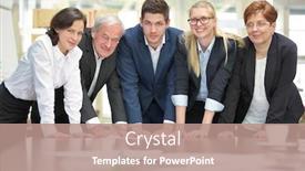  Presentation with conference table - Colorful slide set enhanced with business-people-as-a-business backdrop and a coral colored foreground