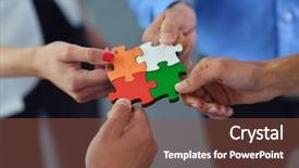  Presentation with team group - PPT layouts enhanced with business people assembling jigsaw puzzle background and a tawny brown colored foreground