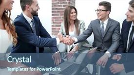  Presentation with double exposure of business people - Slide deck featuring business people at an informal background and a ocean colored foreground