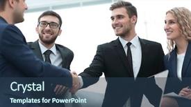  Presentation with introduction - PPT layouts enhanced with business people at business meeting background and a ocean colored foreground