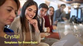  Presentation with cold brew coffee - Presentation theme having business-people-at-coffee-break background and a tawny brown colored foreground