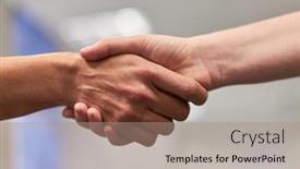  Presentation with how to deal hostile people - PPT theme enhanced with business-people-at-the-handshake background and a coral colored foreground