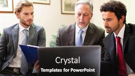  Presentation with work - Colorful presentation enhanced with business-people-at-work-together backdrop and a dark gray colored foreground