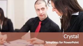  Presentation with work - Slide set enhanced with business-people-at-work background and a coral colored foreground