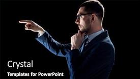  Presentation with augmented reality business - PPT theme having business people augmented reality and office concept - businessman in suit over black background background and a black colored foreground